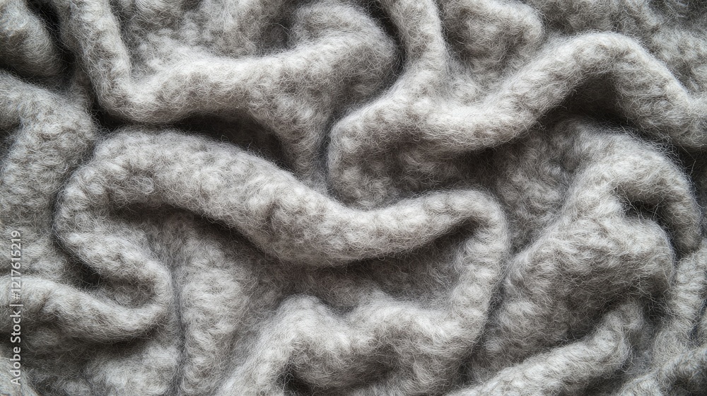 Poster textured gray woolen fabric background with intricate patterns and folds showcasing textile material