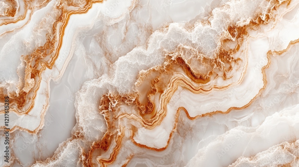 Poster abstract marble texture with warm brown and cream wavy patterns in polished stone surface copy space