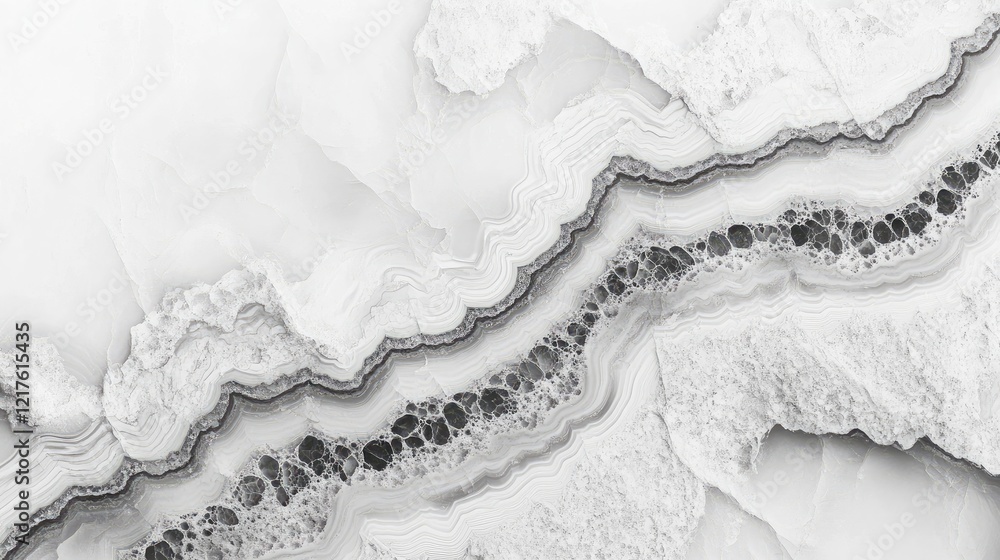 Poster abstract black and white agate stone texture with layered patterns and natural lines copy space