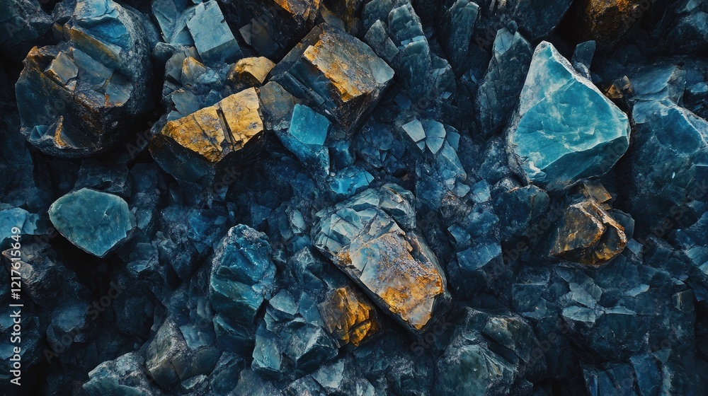 Poster colorful mineral rock formations with textures and patterns in a close-up view suitable for backgrou