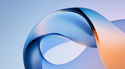 abstract minimalist background, smooth curved translucent glass, 3d render