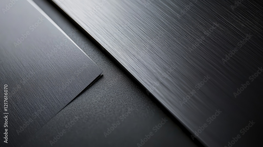 Poster brushed metal surface in close-up with contrasting textures and colors on a neutral background with 