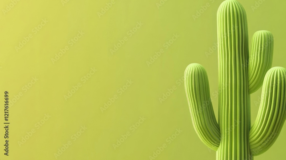 Poster green cactus against a soft gradient background with copy space for text placement.