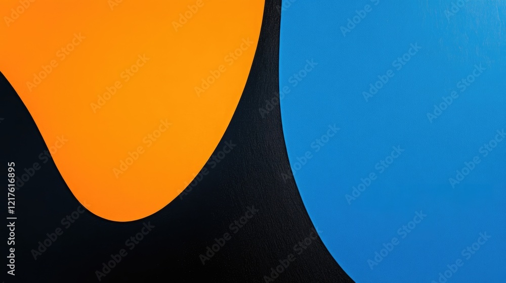 Poster abstract color shapes in orange blue and black with smooth curves and modern design elements copy sp