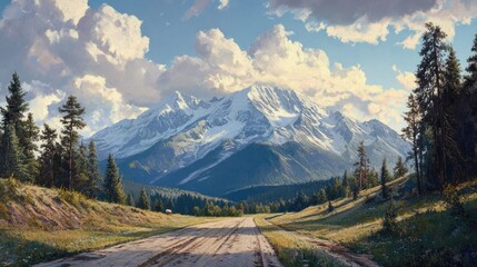 Majestic Mountain Vista: A Serene Summer Landscape