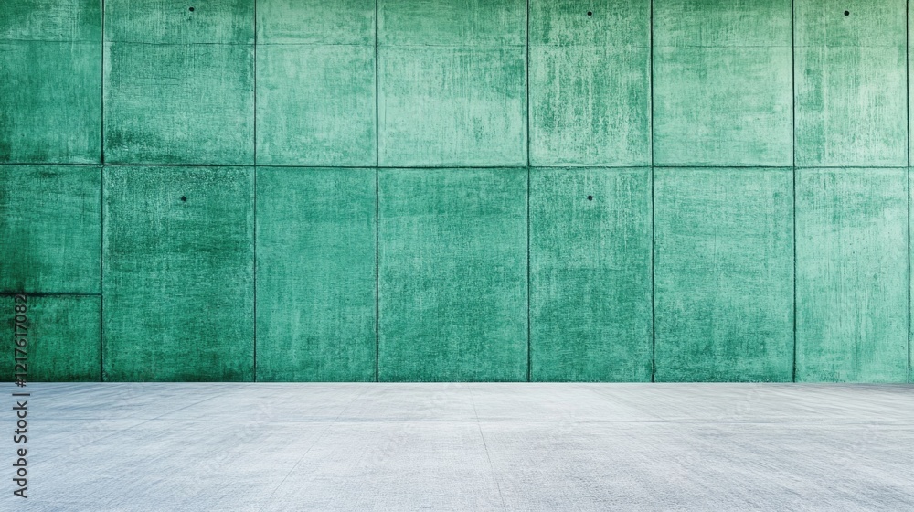 Aufkleber textured green concrete wall with smooth floor and ample copy space for design elements or text.