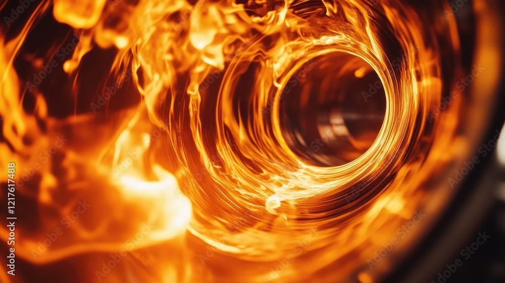 Aufkleber abstract image of swirling flames and glowing embers in a cylindrical shape with copy space for text