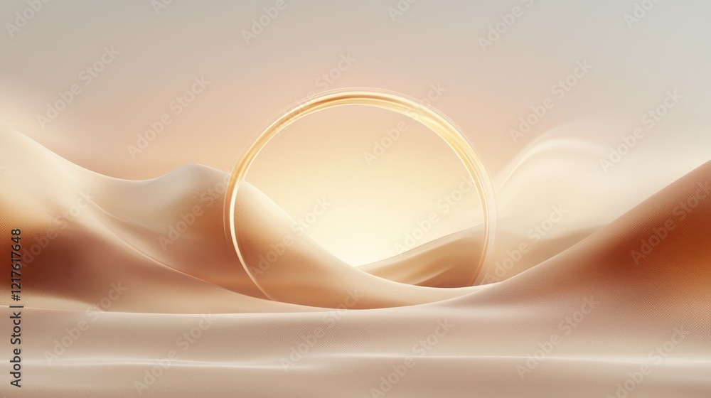 Poster minimalistic gradient layers and textures with sunburst effect soft sands digital art serene atmosph
