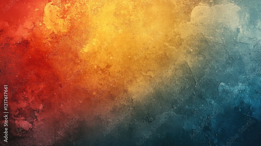 Poster textured abstract background with warm and cool gradient colors in red yellow green and blue with co