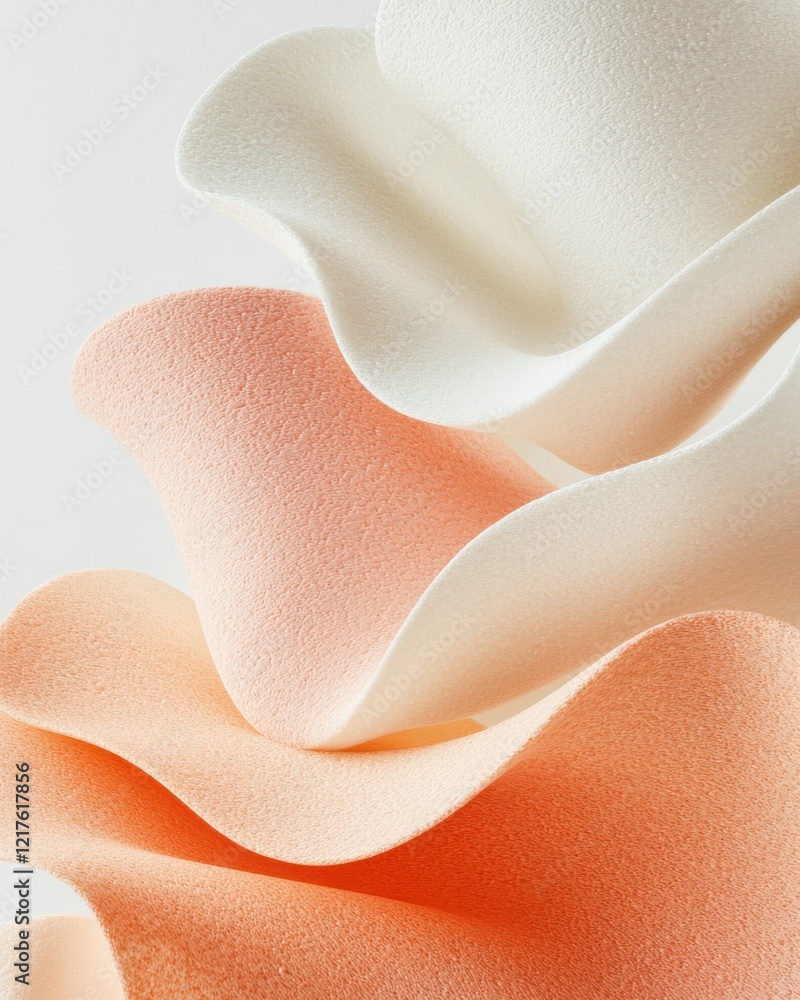 Poster fluid abstract layers minimalistic contemporary art soft color palette studio setting visual harmony