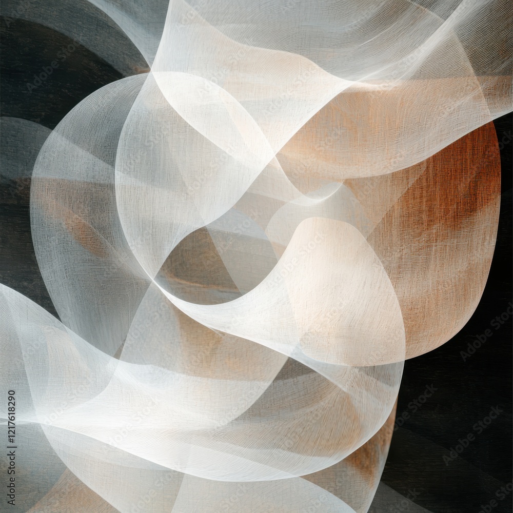 Poster minimalistic layers abstract art soft transitions textured background subtle details modern aestheti