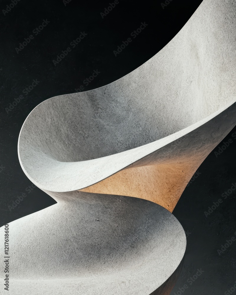 Poster dynamic abstract sculpture modern art gallery visual art minimalistic environment close-up perspecti