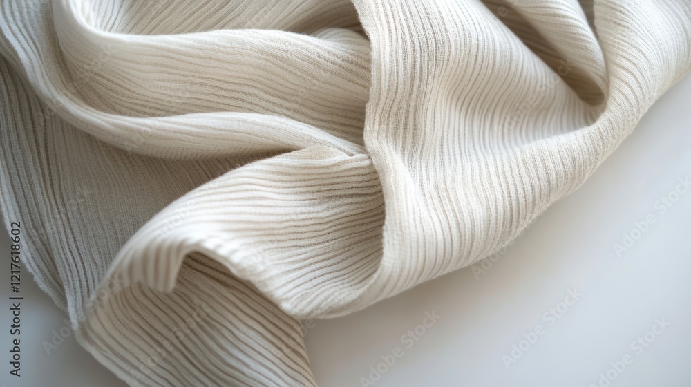 Aufkleber pleated white fabric background with soft texture and natural folds showcasing fabric detail and cop