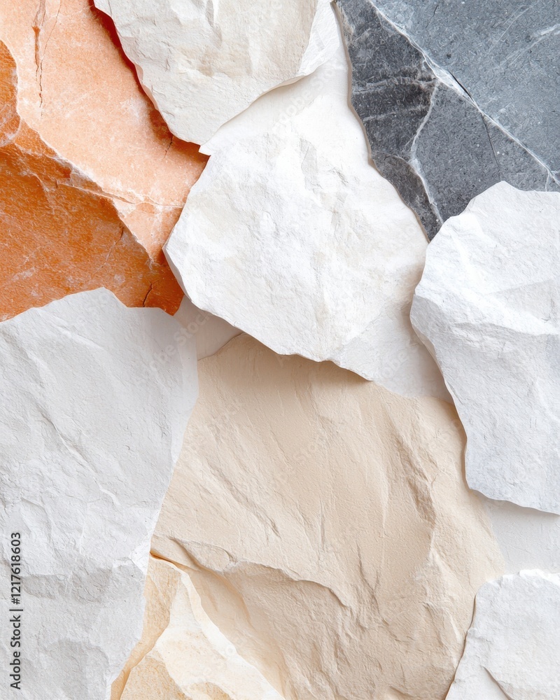 Poster minimalistic layered textures of natural stone indoor setting abstract design soft lighting details 