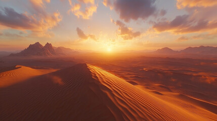 Obraz premium Majestic Desert Sunset with Sand Dune