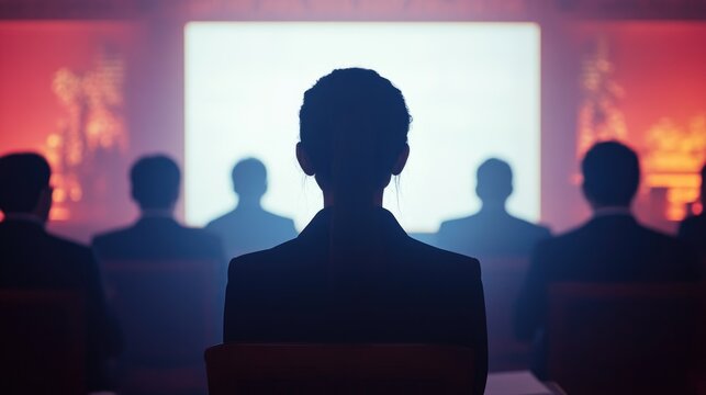 Business conference audience silhouette with copy space for presentation or advertising background