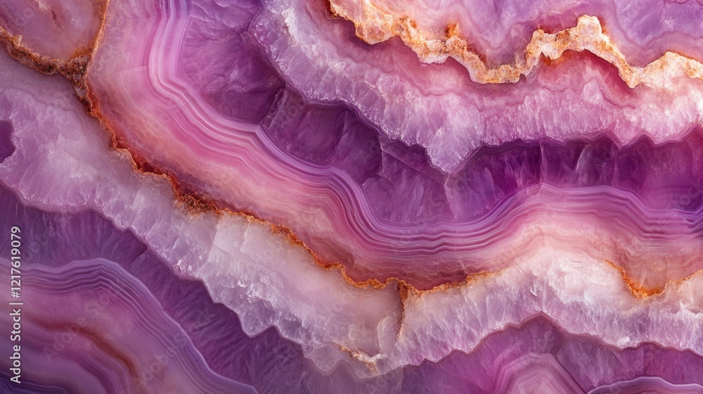 Poster purple agate stone texture with layered patterns and natural striations copy space