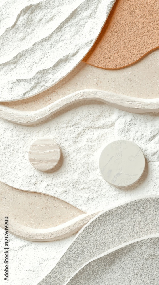 Poster minimalist layers harmony in textures abstract art studio soft colors close-up visual serenity