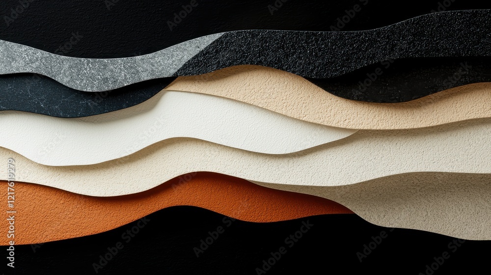 Poster artistic overlapping shapes and textures in minimalistic layers studio setting abstract background d
