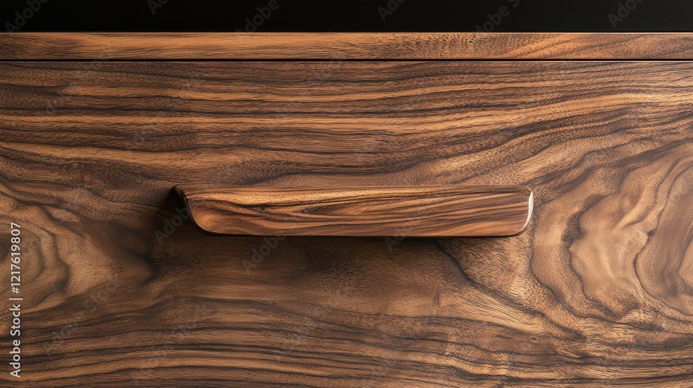 Poster wooden drawer front with natural grain and smooth handle texture copy space