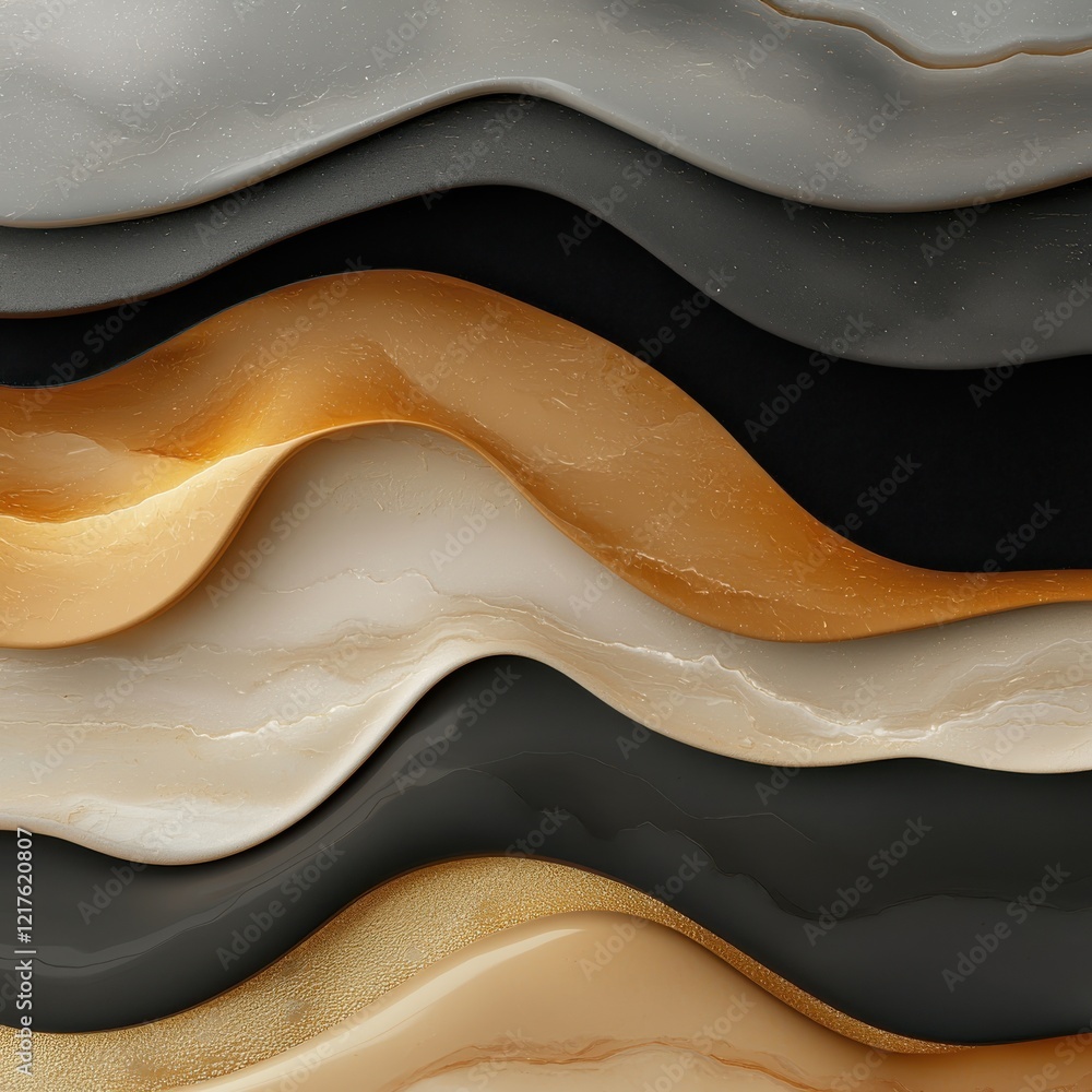 Poster flowing minimalistic abstract layers artistic display digital art modern studio close-up subtle text