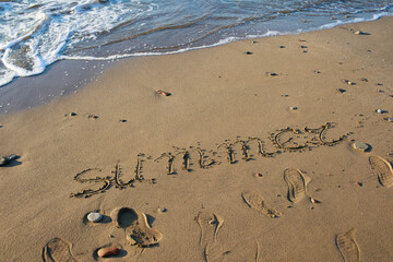 The inscription summer on the seashore