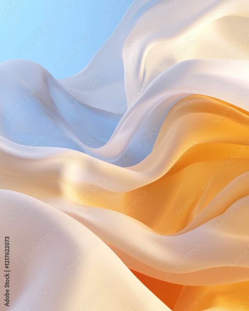 Poster flowing waves of minimalistic textures abstract art soft colors fluid movement digital background se