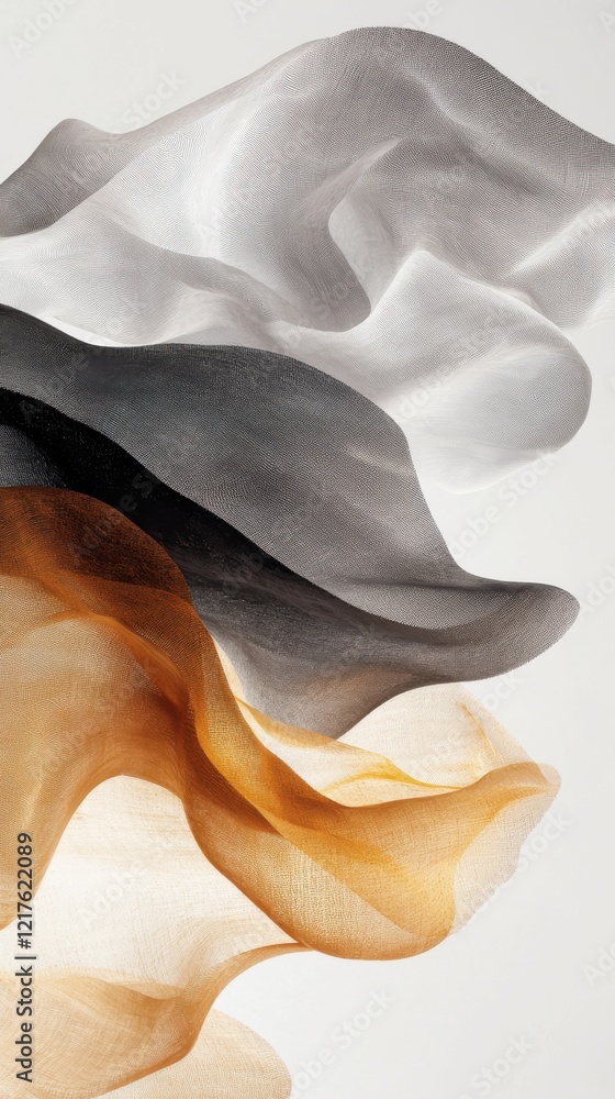 Poster minimalistic geometric layers of textured fabrics studio setting abstract art soft lighting decorati