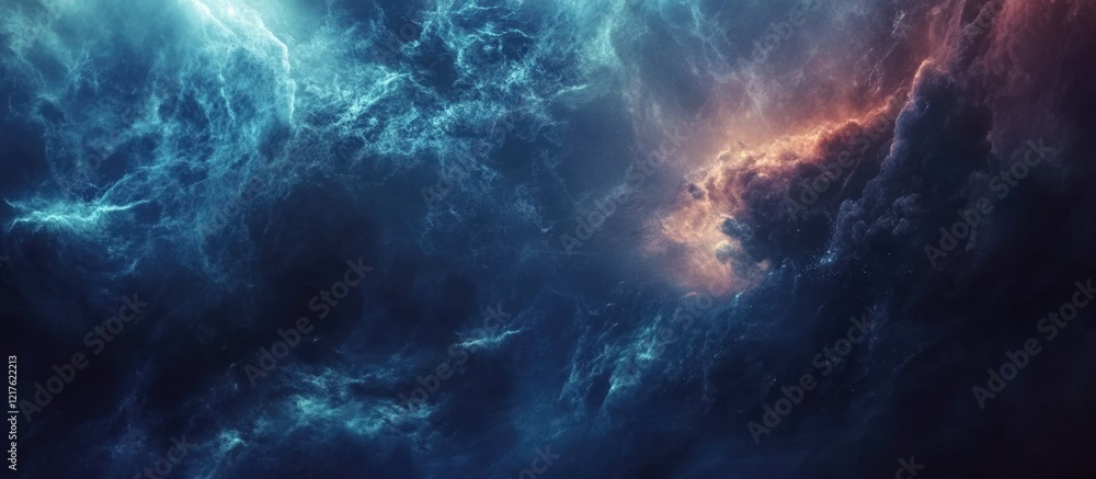 Poster colorful abstract cosmic background with vibrant swirling clouds and glowing patterns copy space