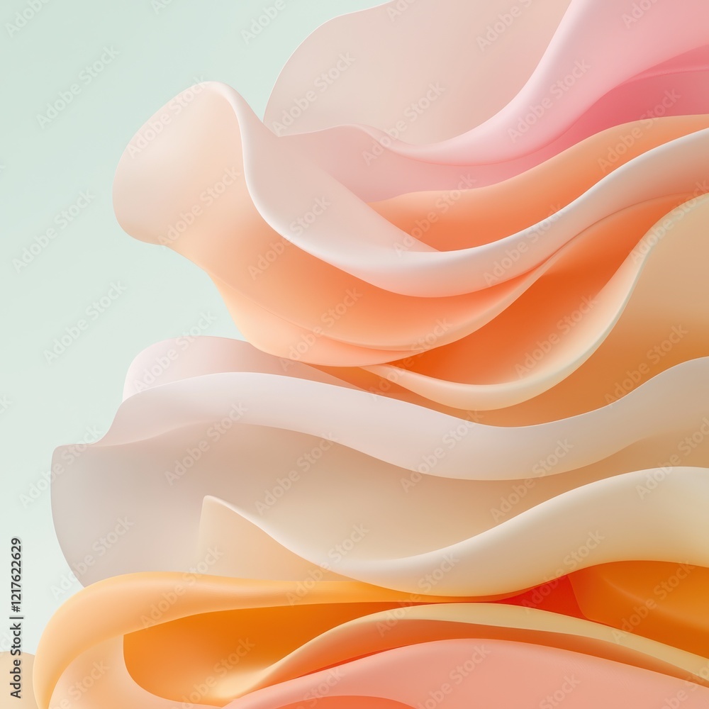 Poster elegant abstract layers of soft colors artistic minimalistic design clean aesthetic top-down view co