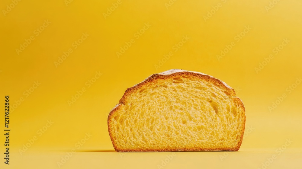 Poster sliced bread on yellow background with copy space for text placement