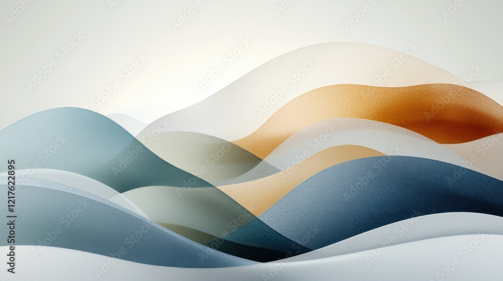 Poster minimalistic layers of gradient harmonies in abstract textures soft tones digital art serene environ