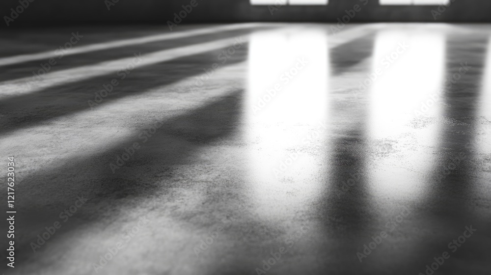 Aufkleber abstract close-up of a polished concrete floor with dramatic shadows and light reflections from wind