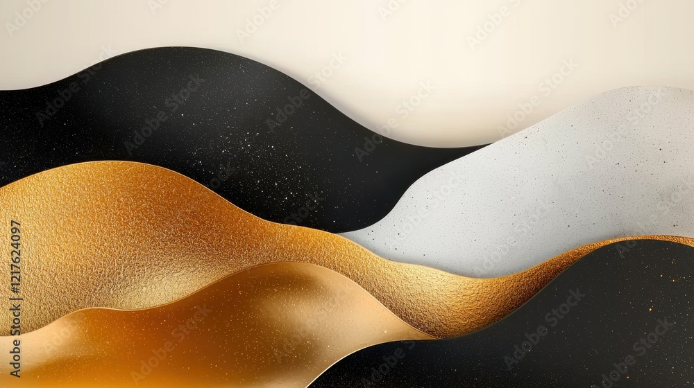 Aufkleber elegant minimalist layers of textured shapes abstract art digital design calm environment close-up v