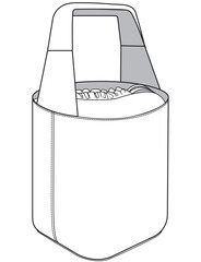 Bucket bag flat sketch vector illustration technical cad drawing template