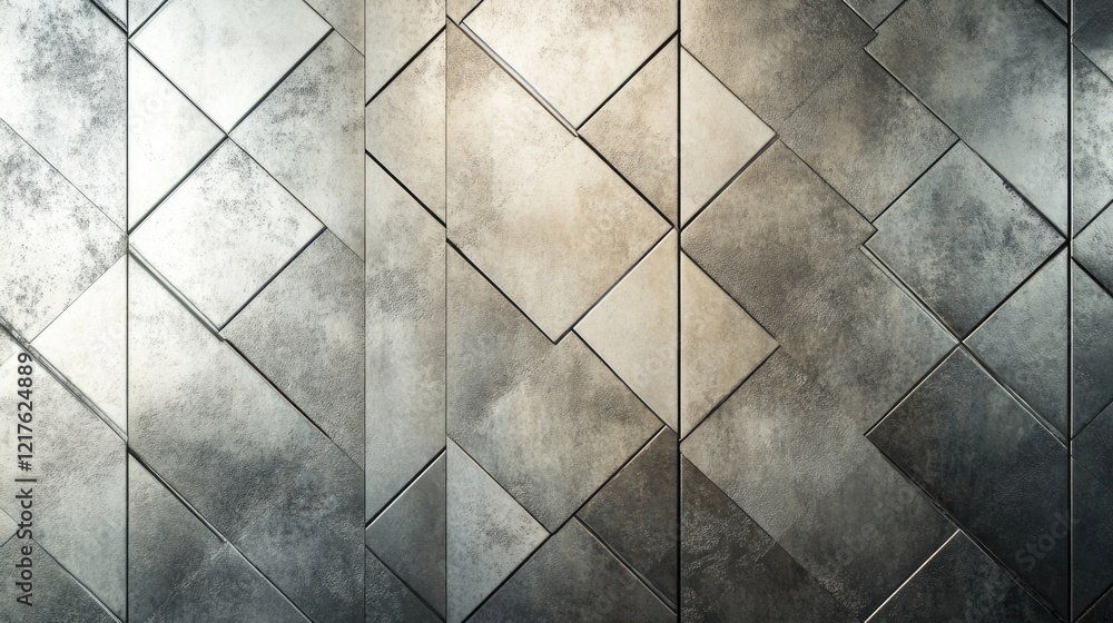 Poster geometric textured metal wall panels with varying shades and patterns suitable for background use co