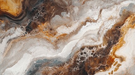 Obraz premium Abstract natural mineral background with intricate patterns and earthy tones showcasing textures and colors. Copy Space.