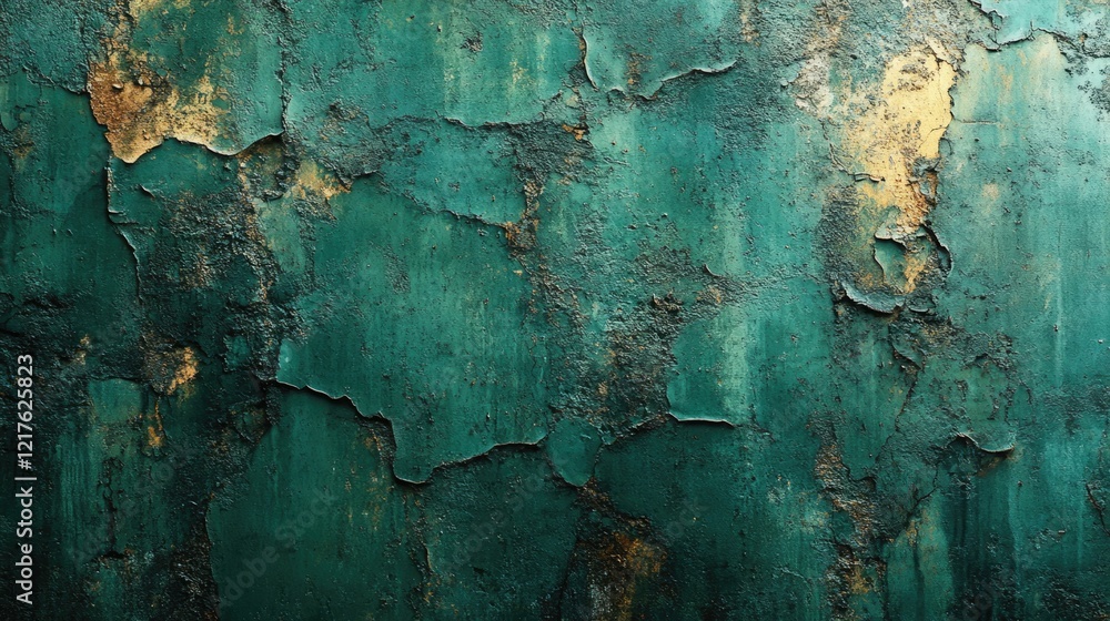 Poster weathered turquoise textured background with cracking paint and rough surface ideal for creating art