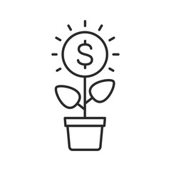 Money growing icon. Money plant in a pot.