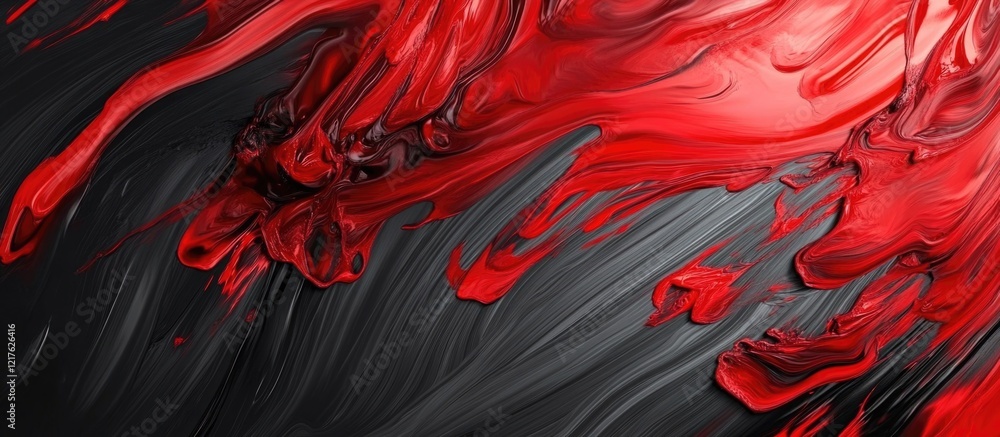 Aufkleber abstract red and black paint texture background with fluid shapes and copy space