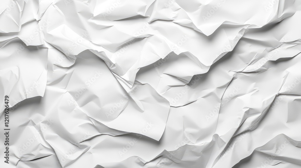 Poster crumpled white paper texture background with visible folds and creases ideal for design applications