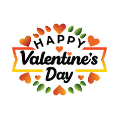 Lettering & Typography of Happy Valentine’s Day Vector Illustration, Romantic Design Art.