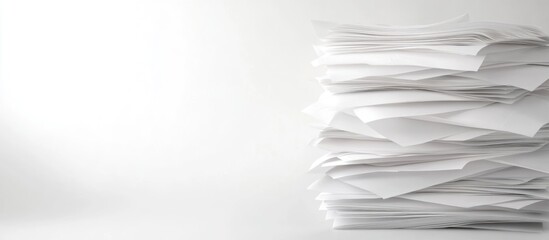 Stack of crumpled white paper sheets with copy space on the left for text or design elements