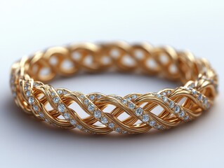A beautifully designed gold bracelet adorned with sparkling gemstones.