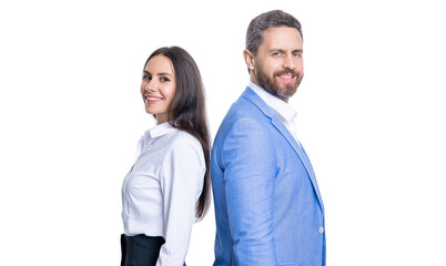 businesspeople business partner in suit have successful partnership isolated on white