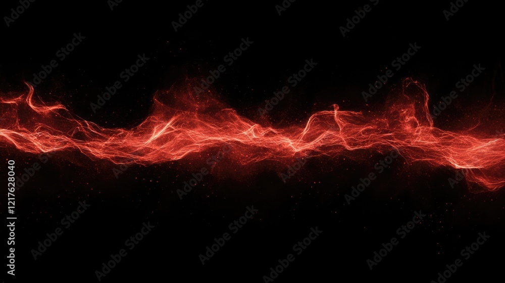 Poster abstract red smoke wave with dark background and copy space for text placement