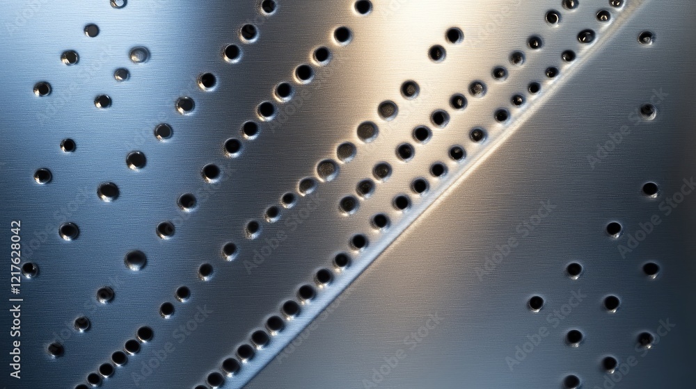 Aufkleber metallic surface with perforations and reflections showcasing a modern industrial design with diagon