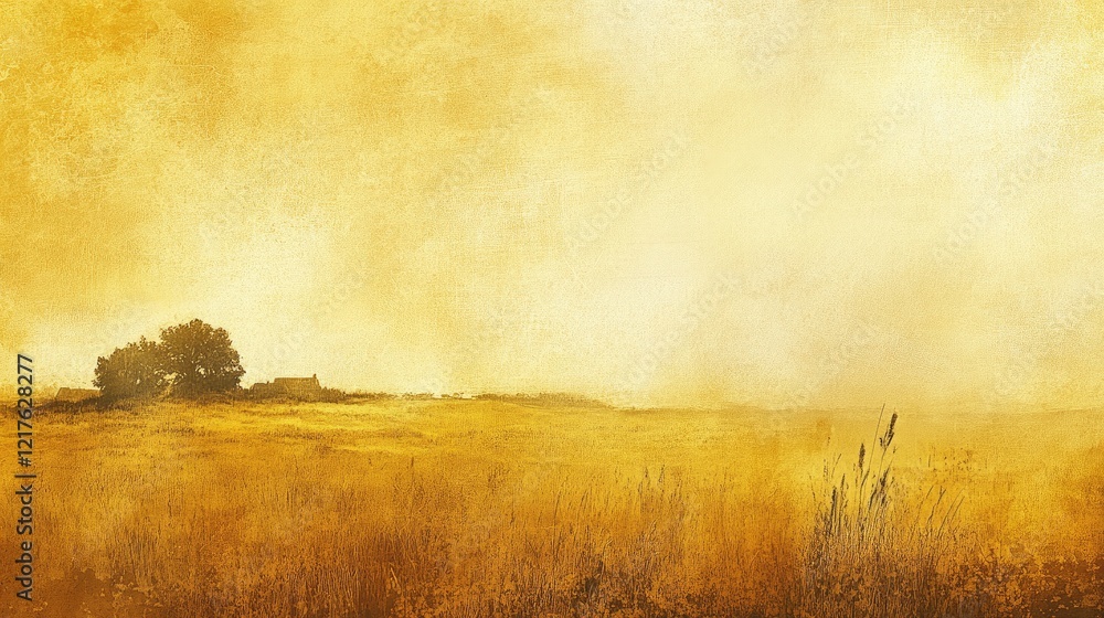 Poster golden landscape with soft textures and copy space for text placement