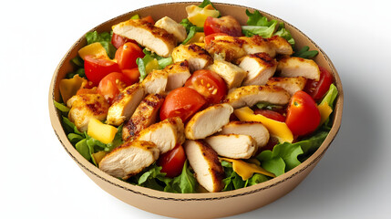 Gourmet Vegetable Salad with Shrimp and Chicken on a Plate