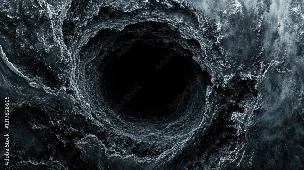 Aufkleber abstract swirling dark vortex with textured edges and deep black center, suitable for backgrounds or